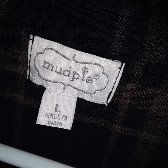 Mud Pie 100% rayon plaid button down ruffle sleeves frayed hem shirt L - Picture 2 of 12